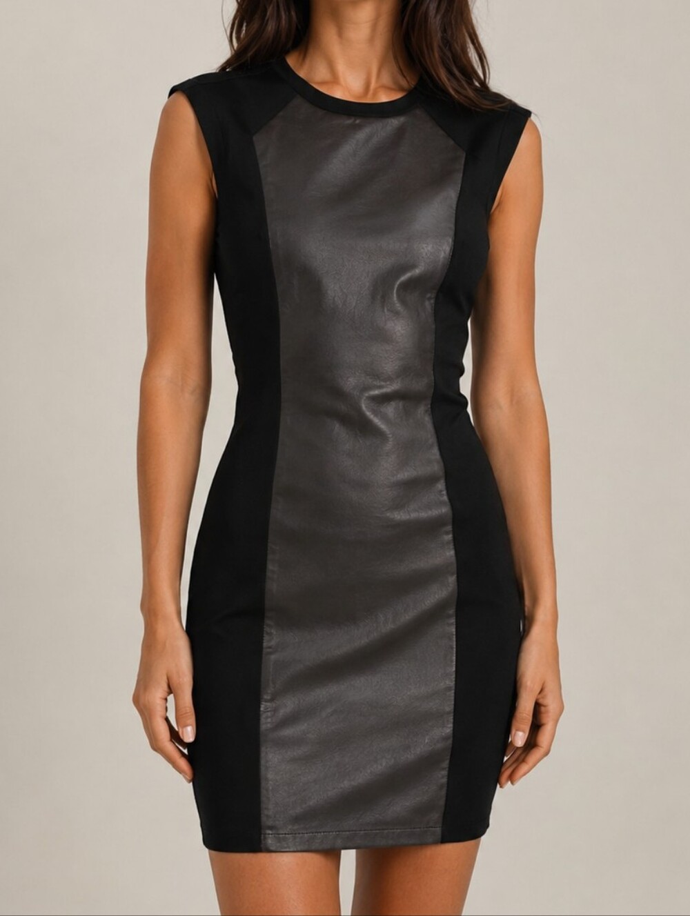 Derek Lam 10 Crosby Lambskin Leather Panel Bodycon Dress